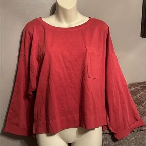 NWT Calia Heavyweight Top Cotton Long Sleeve Cropped Ardosia Dark Clay Medium